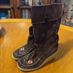 Report ataani brown suede mid calf boots sz us 8